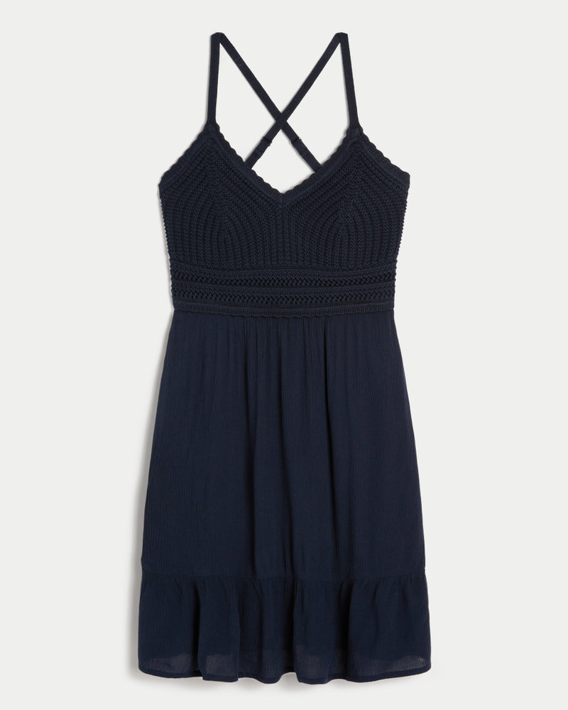 Crochet-Inspired Mini Dress